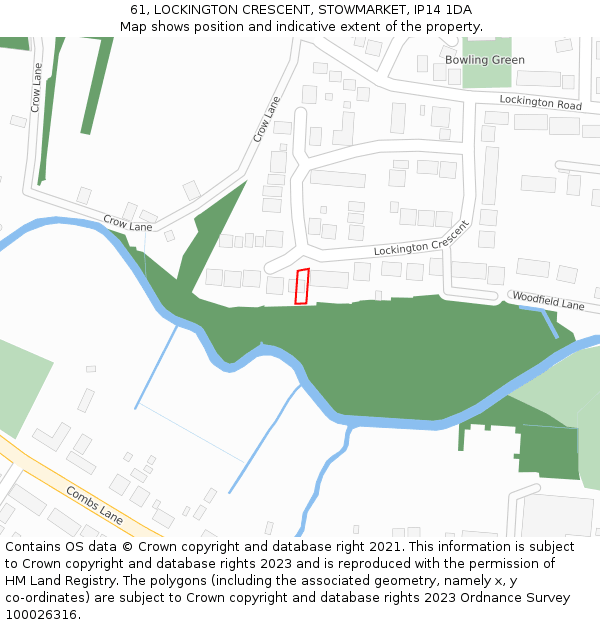 61, LOCKINGTON CRESCENT, STOWMARKET, IP14 1DA: Location map and indicative extent of plot