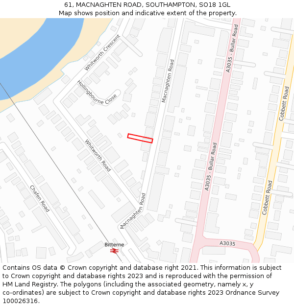 61, MACNAGHTEN ROAD, SOUTHAMPTON, SO18 1GL: Location map and indicative extent of plot