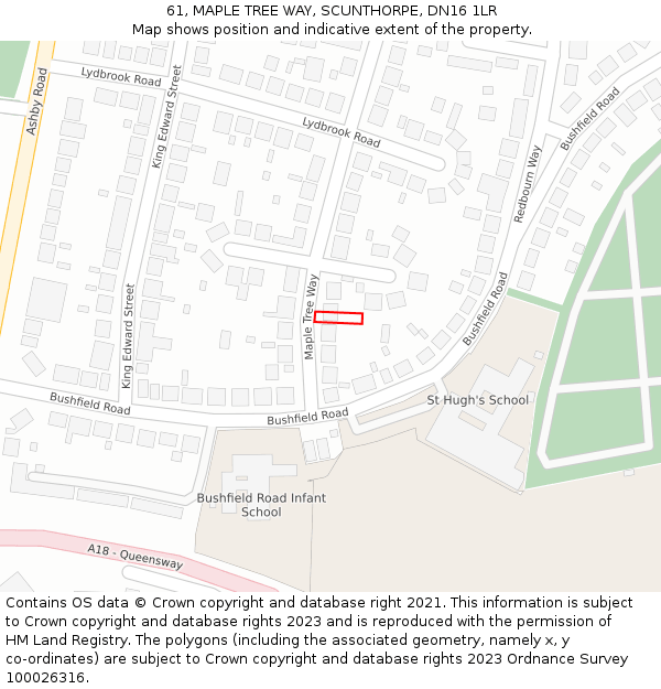 61, MAPLE TREE WAY, SCUNTHORPE, DN16 1LR: Location map and indicative extent of plot