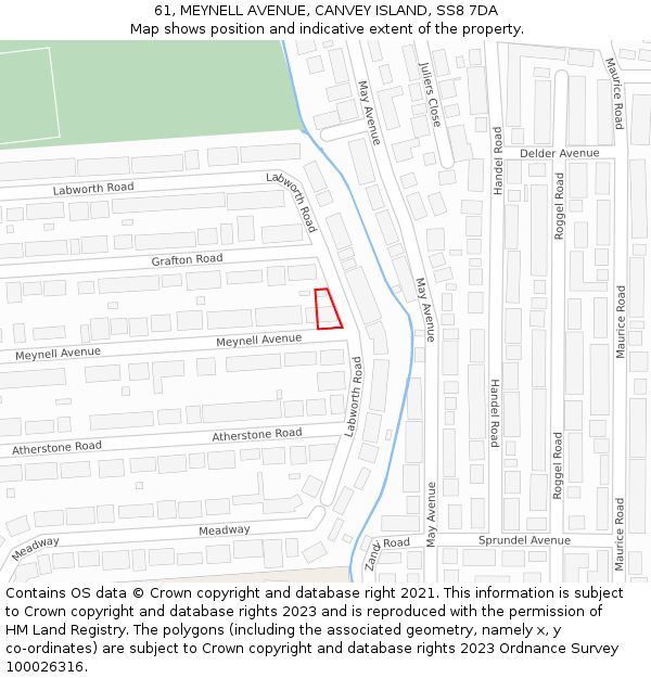 61, MEYNELL AVENUE, CANVEY ISLAND, SS8 7DA: Location map and indicative extent of plot