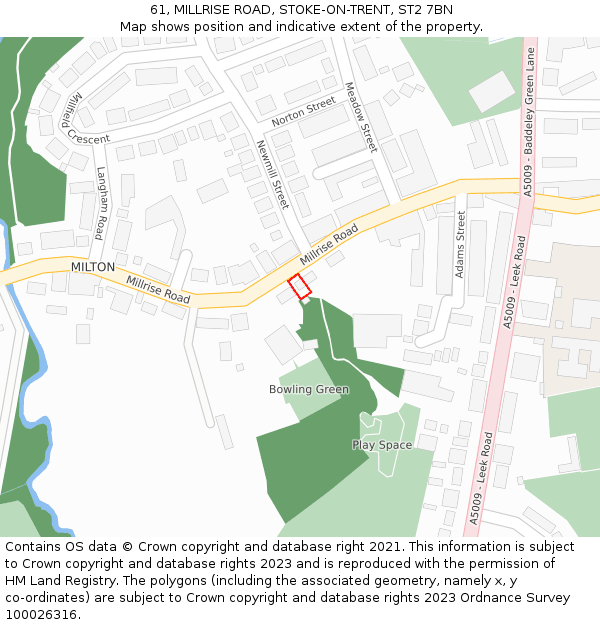61, MILLRISE ROAD, STOKE-ON-TRENT, ST2 7BN: Location map and indicative extent of plot