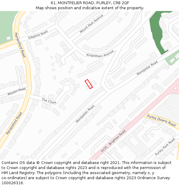 61, MONTPELIER ROAD, PURLEY, CR8 2QF: Location map and indicative extent of plot