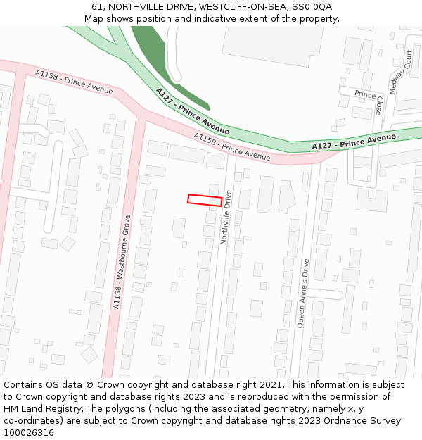 61, NORTHVILLE DRIVE, WESTCLIFF-ON-SEA, SS0 0QA: Location map and indicative extent of plot