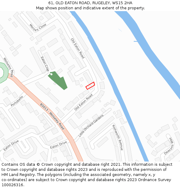 61, OLD EATON ROAD, RUGELEY, WS15 2HA: Location map and indicative extent of plot