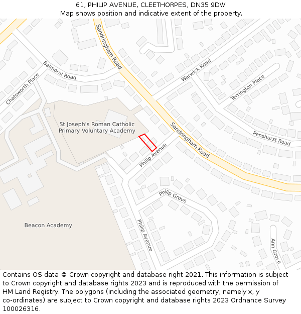61, PHILIP AVENUE, CLEETHORPES, DN35 9DW: Location map and indicative extent of plot