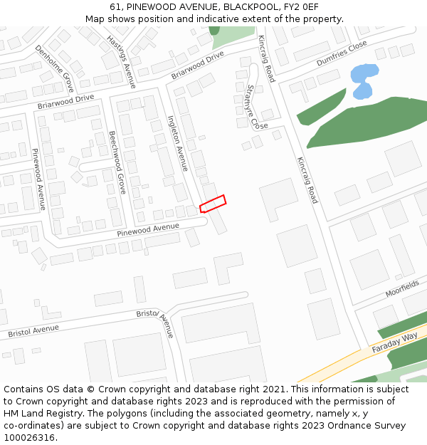 61, PINEWOOD AVENUE, BLACKPOOL, FY2 0EF: Location map and indicative extent of plot