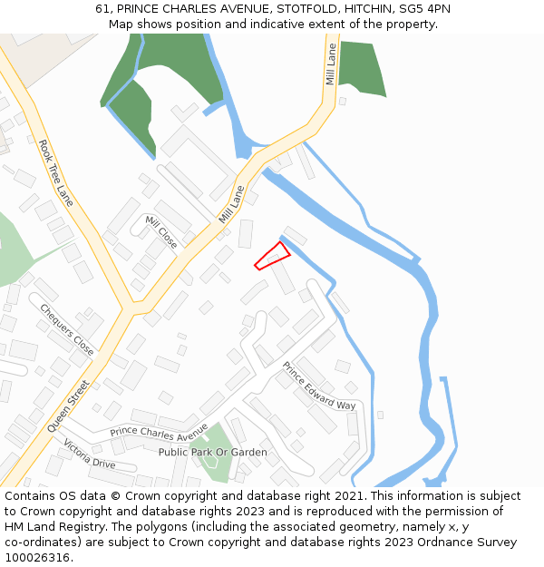 61, PRINCE CHARLES AVENUE, STOTFOLD, HITCHIN, SG5 4PN: Location map and indicative extent of plot