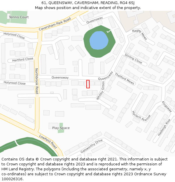 61, QUEENSWAY, CAVERSHAM, READING, RG4 6SJ: Location map and indicative extent of plot