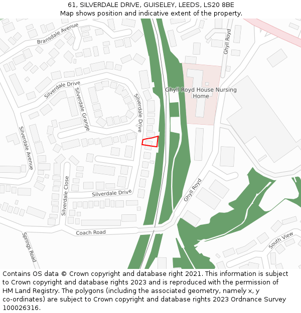 61, SILVERDALE DRIVE, GUISELEY, LEEDS, LS20 8BE: Location map and indicative extent of plot