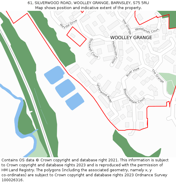 61, SILVERWOOD ROAD, WOOLLEY GRANGE, BARNSLEY, S75 5RU: Location map and indicative extent of plot