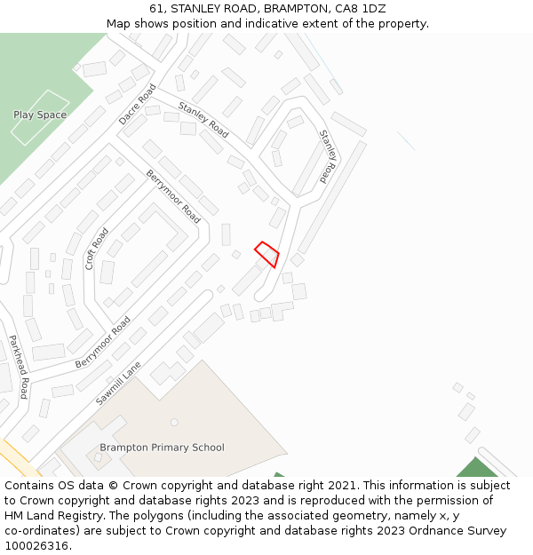 61, STANLEY ROAD, BRAMPTON, CA8 1DZ: Location map and indicative extent of plot