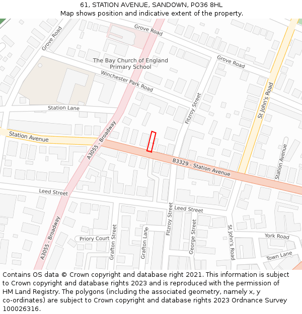 61, STATION AVENUE, SANDOWN, PO36 8HL: Location map and indicative extent of plot
