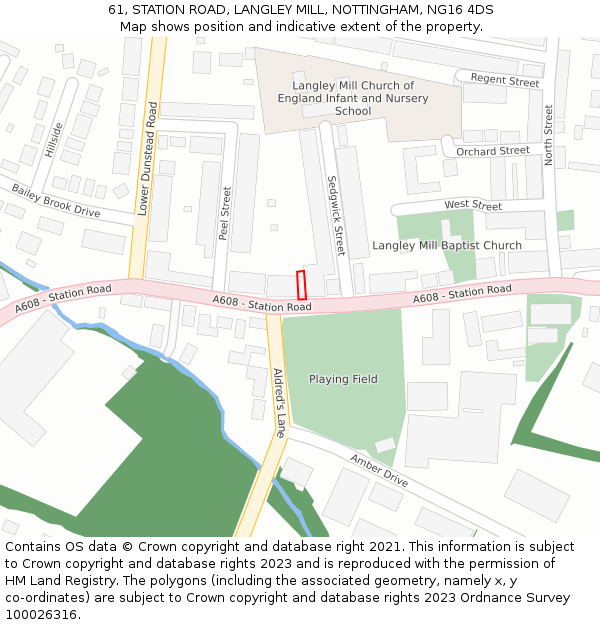 61, STATION ROAD, LANGLEY MILL, NOTTINGHAM, NG16 4DS: Location map and indicative extent of plot