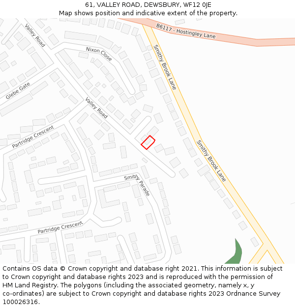 61, VALLEY ROAD, DEWSBURY, WF12 0JE: Location map and indicative extent of plot