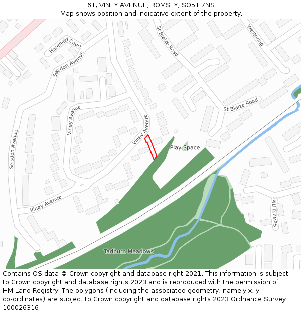 61, VINEY AVENUE, ROMSEY, SO51 7NS: Location map and indicative extent of plot