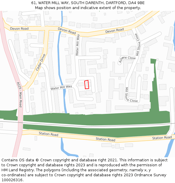 61, WATER MILL WAY, SOUTH DARENTH, DARTFORD, DA4 9BE: Location map and indicative extent of plot