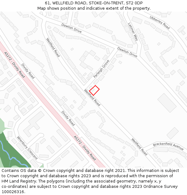 61, WELLFIELD ROAD, STOKE-ON-TRENT, ST2 0DP: Location map and indicative extent of plot