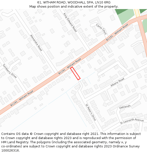 61, WITHAM ROAD, WOODHALL SPA, LN10 6RG: Location map and indicative extent of plot
