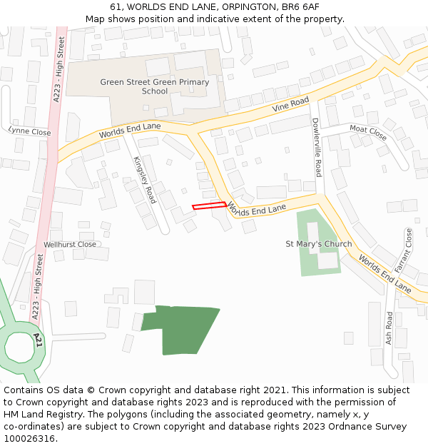61, WORLDS END LANE, ORPINGTON, BR6 6AF: Location map and indicative extent of plot