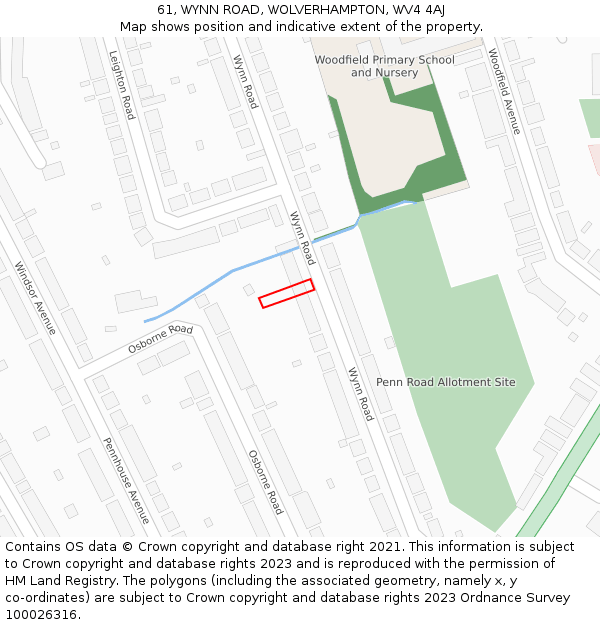 61, WYNN ROAD, WOLVERHAMPTON, WV4 4AJ: Location map and indicative extent of plot