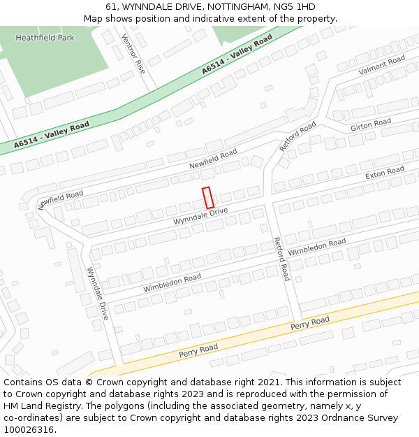 61, WYNNDALE DRIVE, NOTTINGHAM, NG5 1HD: Location map and indicative extent of plot