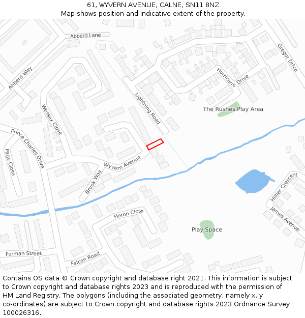 61, WYVERN AVENUE, CALNE, SN11 8NZ: Location map and indicative extent of plot