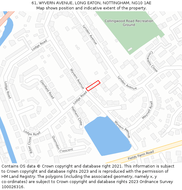 61, WYVERN AVENUE, LONG EATON, NOTTINGHAM, NG10 1AE: Location map and indicative extent of plot