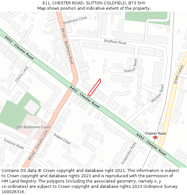 611, CHESTER ROAD, SUTTON COLDFIELD, B73 5HY: Location map and indicative extent of plot