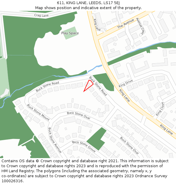 611, KING LANE, LEEDS, LS17 5EJ: Location map and indicative extent of plot