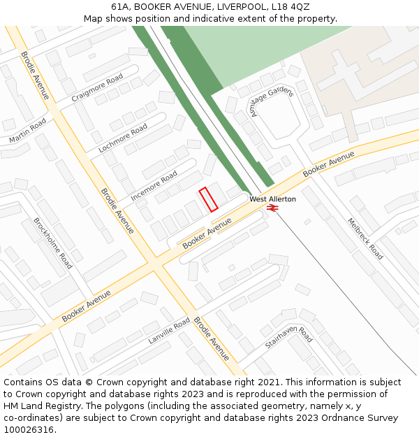 61A, BOOKER AVENUE, LIVERPOOL, L18 4QZ: Location map and indicative extent of plot
