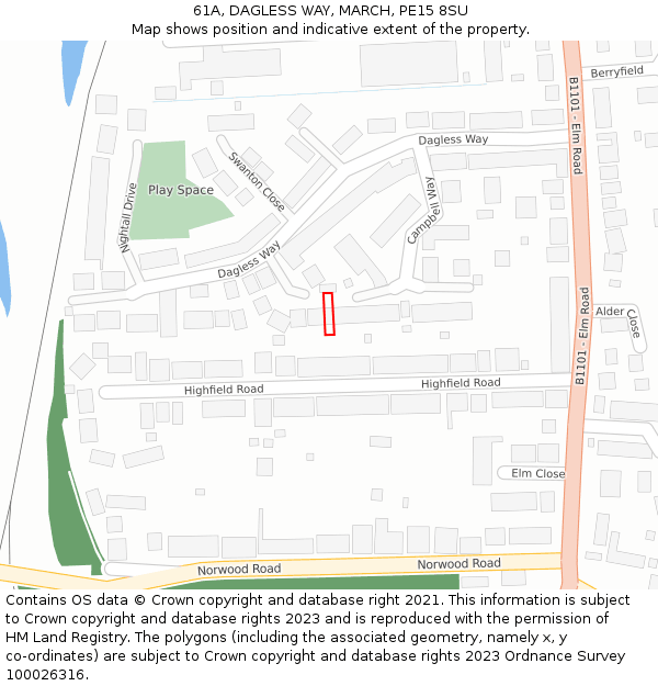 61A, DAGLESS WAY, MARCH, PE15 8SU: Location map and indicative extent of plot