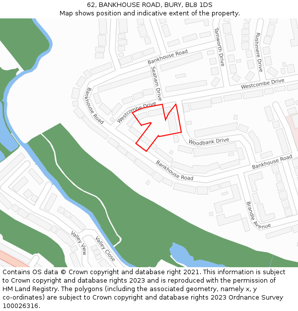 62, BANKHOUSE ROAD, BURY, BL8 1DS: Location map and indicative extent of plot