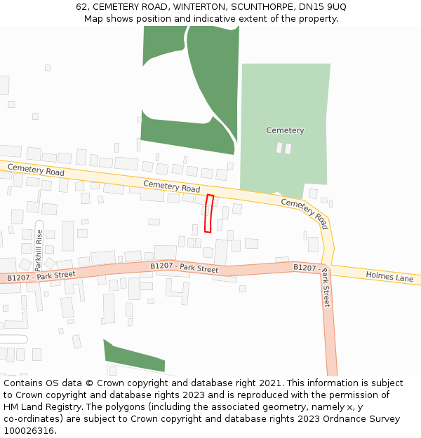 62, CEMETERY ROAD, WINTERTON, SCUNTHORPE, DN15 9UQ: Location map and indicative extent of plot