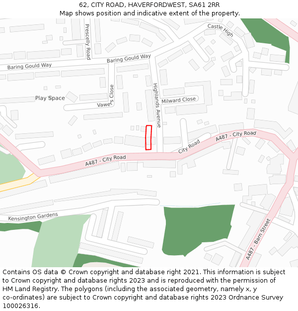 62, CITY ROAD, HAVERFORDWEST, SA61 2RR: Location map and indicative extent of plot