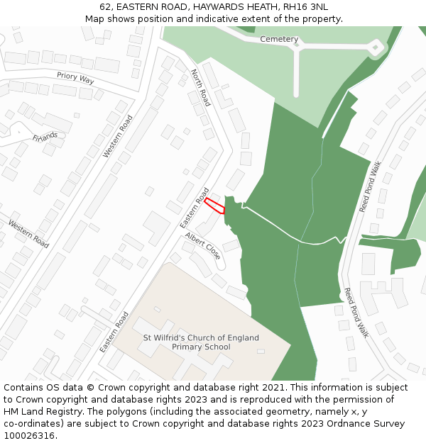 62, EASTERN ROAD, HAYWARDS HEATH, RH16 3NL: Location map and indicative extent of plot