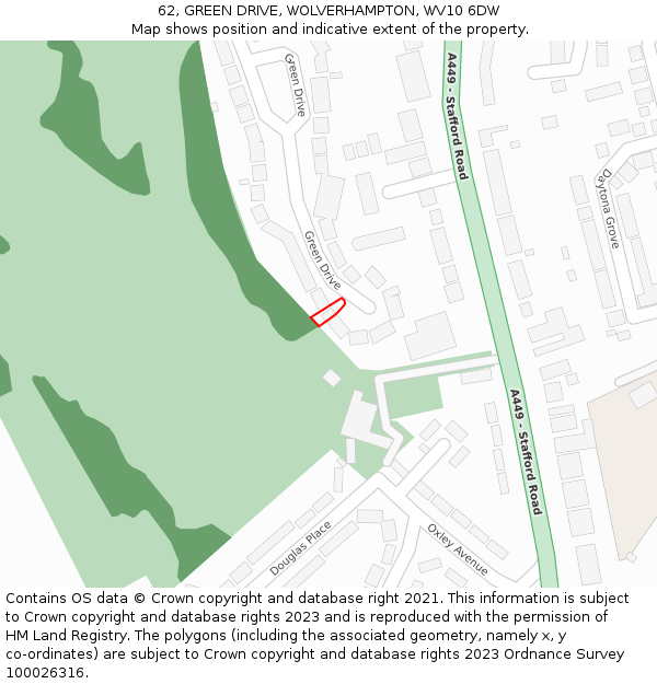62, GREEN DRIVE, WOLVERHAMPTON, WV10 6DW: Location map and indicative extent of plot
