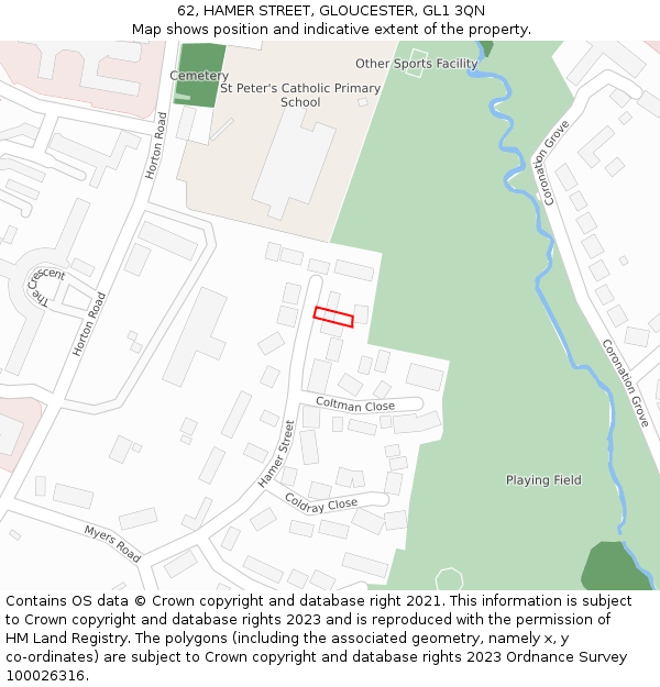62, HAMER STREET, GLOUCESTER, GL1 3QN: Location map and indicative extent of plot