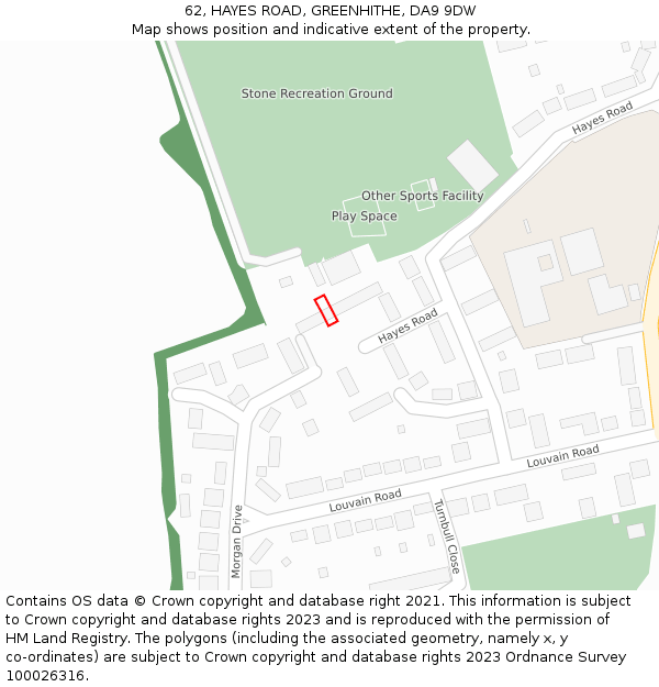 62, HAYES ROAD, GREENHITHE, DA9 9DW: Location map and indicative extent of plot