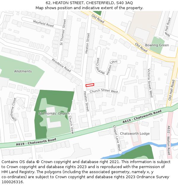 62, HEATON STREET, CHESTERFIELD, S40 3AQ: Location map and indicative extent of plot