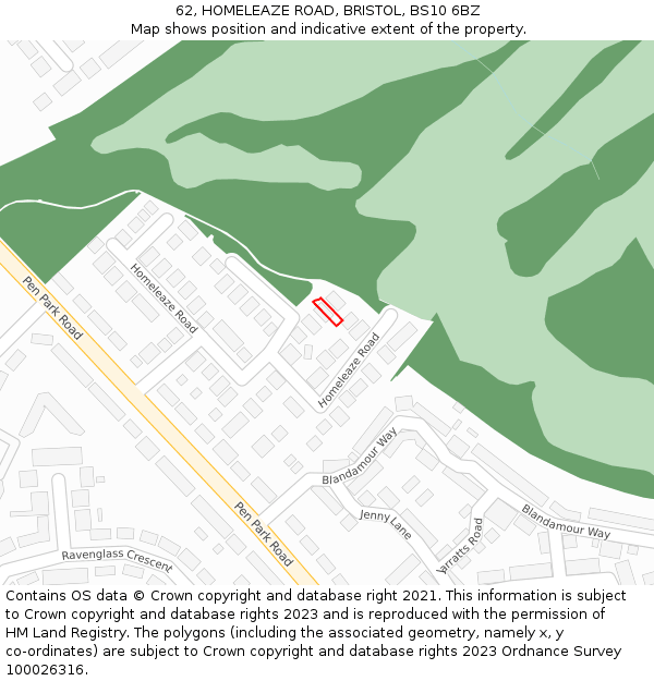 62, HOMELEAZE ROAD, BRISTOL, BS10 6BZ: Location map and indicative extent of plot