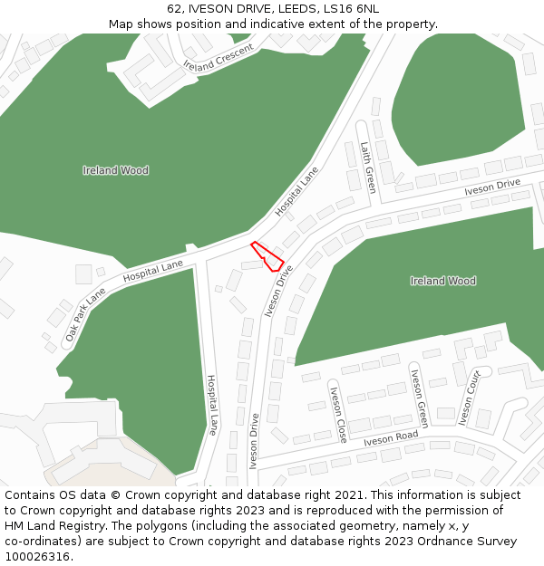 62, IVESON DRIVE, LEEDS, LS16 6NL: Location map and indicative extent of plot