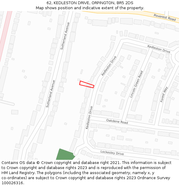 62, KEDLESTON DRIVE, ORPINGTON, BR5 2DS: Location map and indicative extent of plot