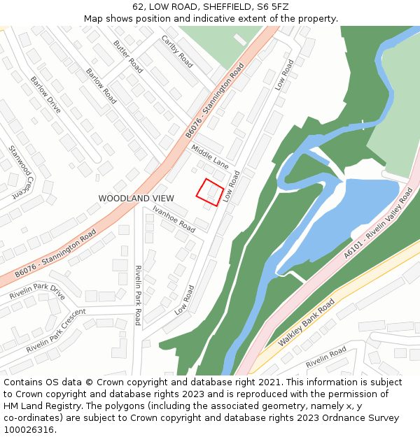 62, LOW ROAD, SHEFFIELD, S6 5FZ: Location map and indicative extent of plot
