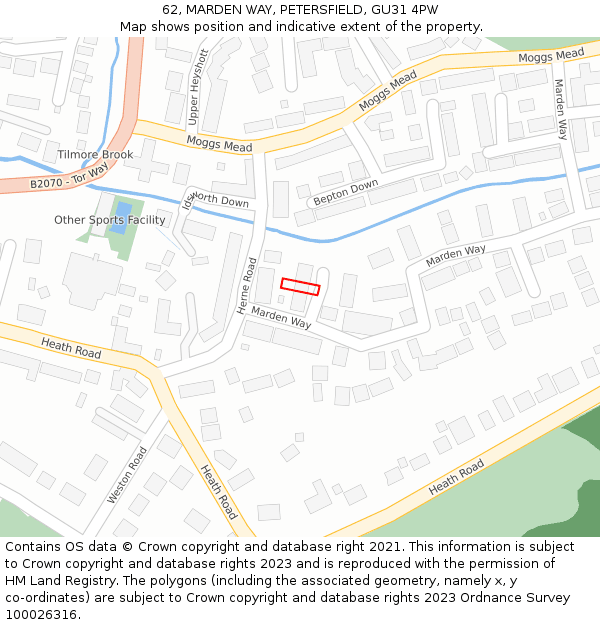 62, MARDEN WAY, PETERSFIELD, GU31 4PW: Location map and indicative extent of plot