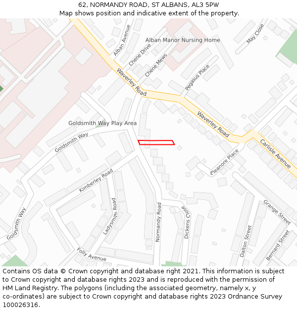 62, NORMANDY ROAD, ST ALBANS, AL3 5PW: Location map and indicative extent of plot