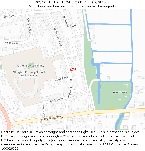 62, NORTH TOWN ROAD, MAIDENHEAD, SL6 7JH: Location map and indicative extent of plot