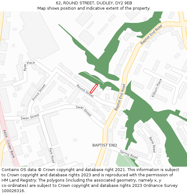 62, ROUND STREET, DUDLEY, DY2 9EB: Location map and indicative extent of plot