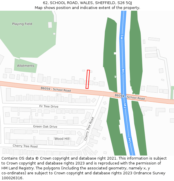 62, SCHOOL ROAD, WALES, SHEFFIELD, S26 5QJ: Location map and indicative extent of plot