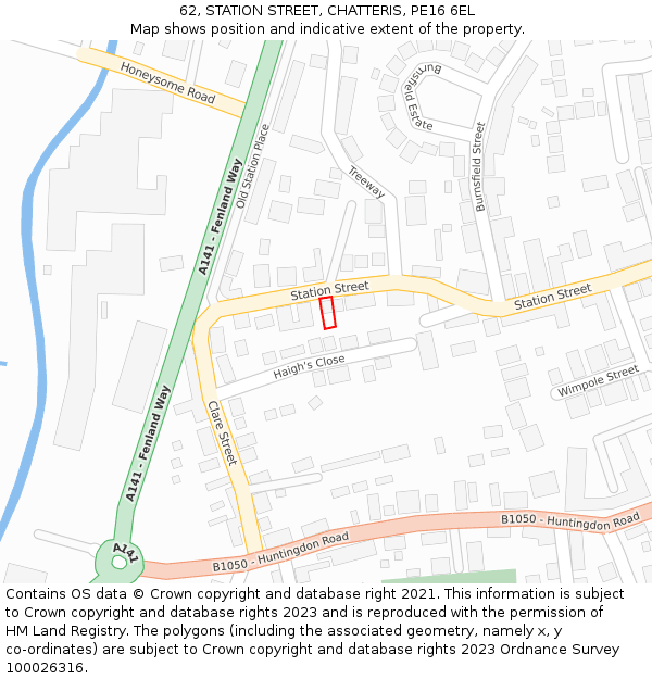 62, STATION STREET, CHATTERIS, PE16 6EL: Location map and indicative extent of plot