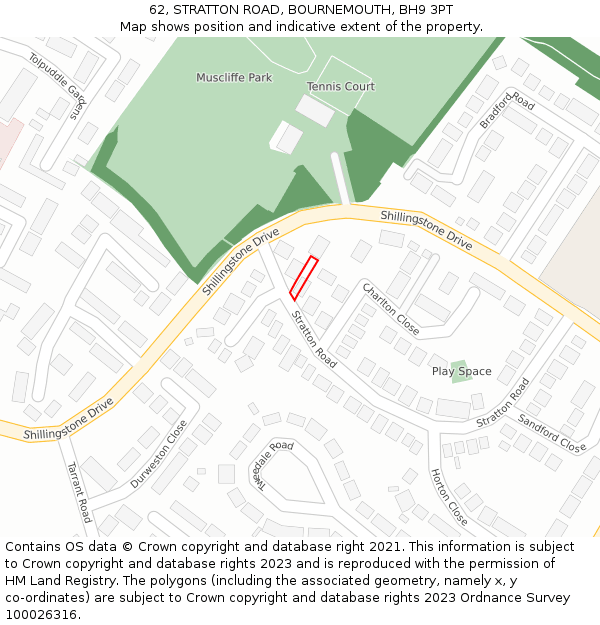 62, STRATTON ROAD, BOURNEMOUTH, BH9 3PT: Location map and indicative extent of plot